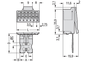 WAGO GmbH & Co. KG 1-Leiter-Stiftleiste CAGECLAMP,1,5mm²,lgr 2091-1505/002-3000