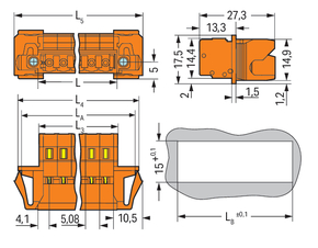 WAGO GmbH & Co. KG 1-Leiter-Stiftleiste CAGECLAMP,2,5mm²,or 231-635/129-000