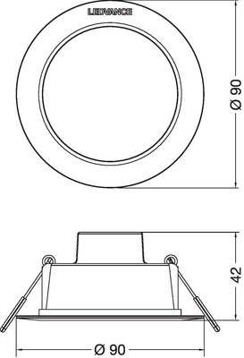 Ledvance LED-Downlight IP44 830 DLIP44DN904W830WT