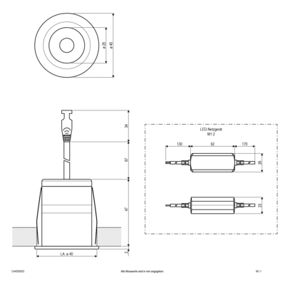 EVN Lichttechnik LED Downlight mit Netzteil dimmbar, IP44 C44050925