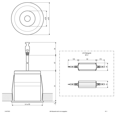 EVN Lichttechnik LED Downlight mit Netzteil dimmbar, IP44 C44070925