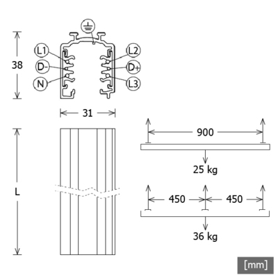 LTS Licht&Leuchten Stromschiene 1m grau ST-A 10/9000A-1-STgr