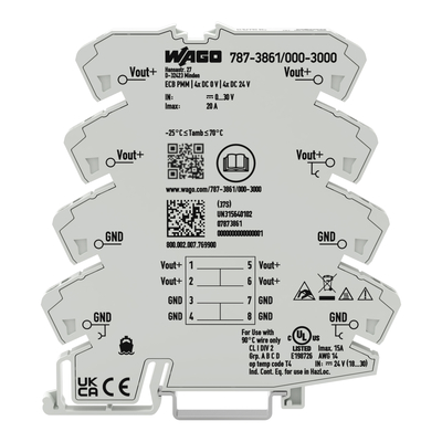 WAGO GmbH & Co. KG Potentialverteilermodul 4Klemmstell.(0V/24V) 787-3861/000-3000