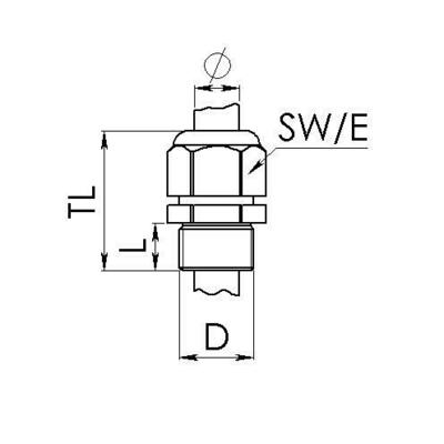 Wiska Messingkabelverschraubung M12, LowTemp EMSKV 12 LT