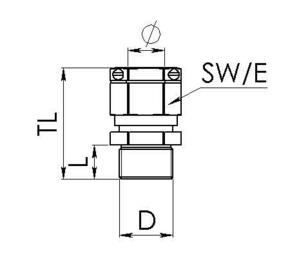 Wiska Messingkabelverschraubung M63, lang EMSKVZ-L 63