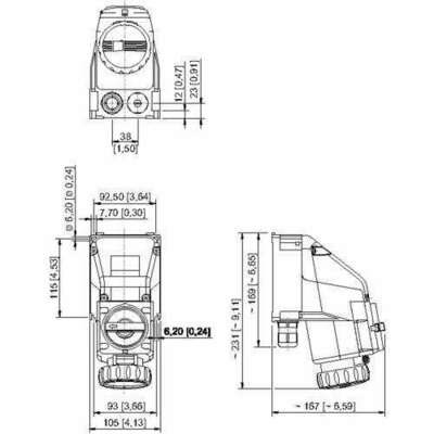 Stahl Schaltersteckdose 16 A hellgrau 5h 8570/11-305-S#273934