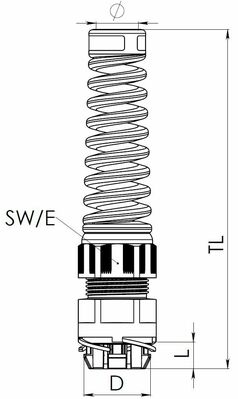 Wiska Kunststoffkabelverschraub. M12, lang, schwarz ESKVS-P 12 BK