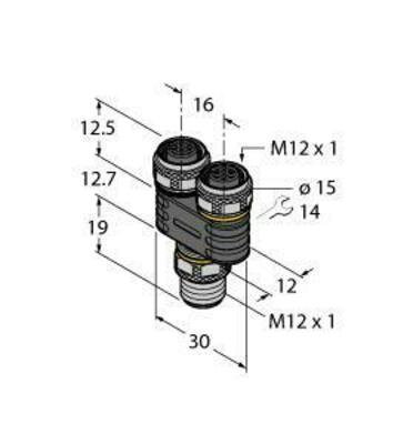 Turck Y-Verterteiler o. Leitung Stecker-2xKupplung YB2-FSM4.4-2FKM4