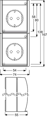 Busch-Jaeger Steckdose,senkrecht,2fach Klappdeckel,erh. Ber 20-02 EBW-54