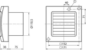 Maico Ventilator,Verzög.Schalter 19W,180cbm/h,IP34 ECA 120 KVZ