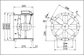 Maico Axial-Rohrventilator ex-geschuetzt DN 350 DZR 35/4 B Ex e