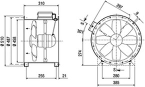 Maico Axial-Rohrventilator ex-geschuetzt DN 450 DZR 45/4 B Ex e