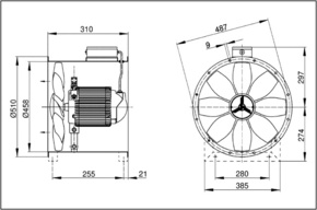 Maico Axial-Rohrventilator Wechselstrom DN 450 EZR 45/4 B