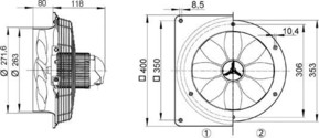 Maico Axial-Wandventilator Stahlwandring DN 250 EZS 25/4 D