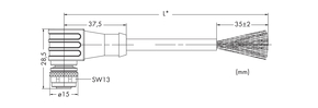 WAGO GmbH & Co. KG Systembusleitung M12B-Bu. winklig,5-polig,gelb 756-1302/060-050