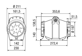 Maico Diagonal-Ventilator zweistufig DN200 ERK 200