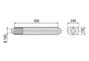 Maico Flacher Ovalschalldämpfer Länge 500 mm DN100 RSOF 10/50