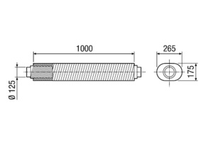 Maico Flacher Ovalschalldämpfer Länge 1000 mm DN125 RSOF 12/100