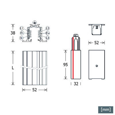 LTS Licht&Leuchten Stromschieneneinsatz 1m grau LK-T 060/ST- #665472