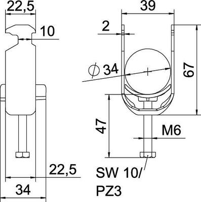 OBO Bettermann Vertr Bügelschelle 28-34mm BS-H1-K-34 FT