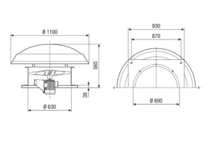 Maico Axial-Dachventilator 13274m3/h, NW630 DAD 63/4