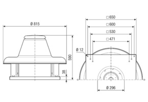 Maico Radial-Dachventilator 3072/4608m3/h, 6-Pol DRD HT 40/6 2V