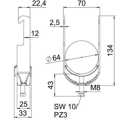 OBO Bettermann Vertr Bügelschelle 58-64mm BS-W1-M-64 A2