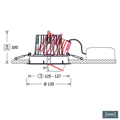 LTS Licht&Leuchten LED-Einbaustrahler 930, DALI, schwarz CSA-R603.930.MF/D.sw