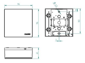 Grothe Elektromechanischer Gong Zweiklang GONG Quadro 100Bw/wa