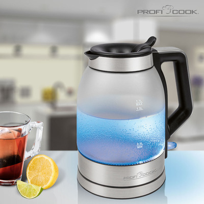 PROFI COOK Wasserkocher frosted Glas PC-WKS 1215 G inox