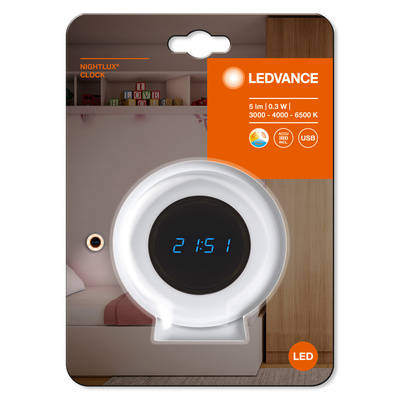 Ledvance Nachtlicht mit Uhr Nightlux Clock 0.3W