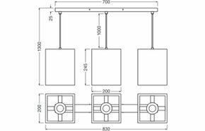 Ledvance Pendelleuchte 3xE27 braun D.C.SquarePend3XE27