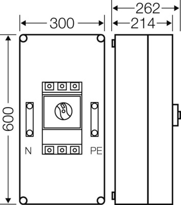 Hensel Mi-Leistungsschalt.Gehäuse 400A 3pol.+PE Mi 7434