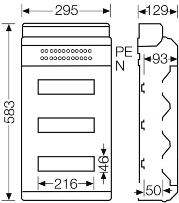 Hensel KV-Automatengehäuse 36TE(3x12x18mm) IP65 KV PC 9336