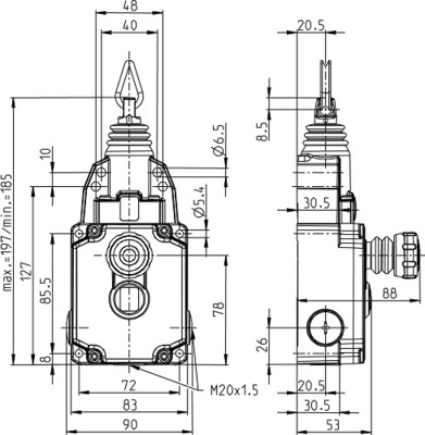 Bernstein Seilzugschalter inkl.Not-Halt Taster SRM-A2Z/A2Z-LU-175