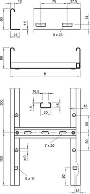 OBO Bettermann Vertr Kabelleiter gelocht, mit VS Sp.60x600x3000 LG 660 VS 3 FS