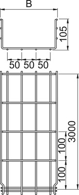 OBO Bettermann Vertr Gitterkabelrinne 105x200x3000mm GRM 105 200 G