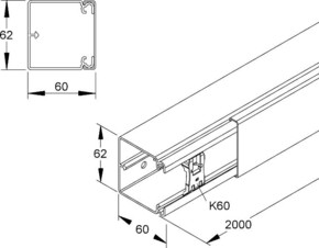 HKL Kanal reinweiß 60x60 RAL9010 HKL6060.3