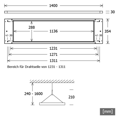 LTS Licht&Leuchten LED-Pendelleuchte 4000K DALI dim si PIANO-P 1400840DALSI