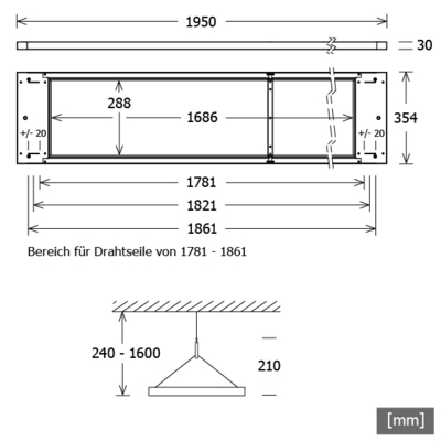 LTS Licht&Leuchten LED-Pendelleuchte 4000K DALI dim si PIANO-P 1951040DALSI