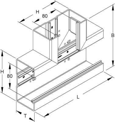 HKL T-Stück lichtgrau Brüstungskanalsystem BT1708.8