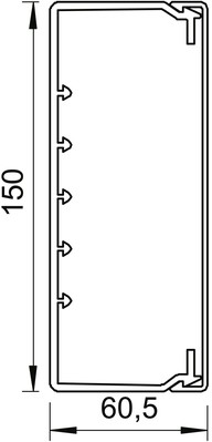 OBO Bettermann Vertr Wand+Deckenkanal m.Obert. 60x150mm,PVC WDK60150GR