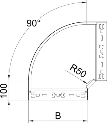 OBO Bettermann Vertr Bogen 90 Grad 60x200mm RBM 90 620 FT