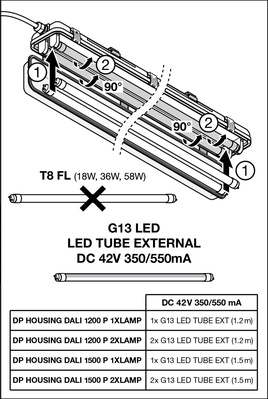 Ledvance Feuchtraumleuchte Housing f. T8-Tubes, DALI DPHOUSDALI1200P2XLP