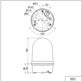 Werma Drehspiegelleuchte LED 115/230V rot 88313060