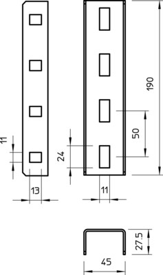 OBO Bettermann Vertr U-Stiel-Verbinder 190x45, VA, 1.4571 VUS 3 A4