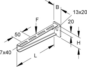 Niedax Hängestiel-/Wandausleger 45x160mm KTA 150 C1KG