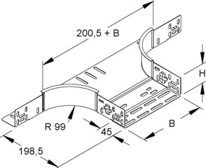 Niedax Anbau-T-Stück 60x202mm RTAC 60.200 S