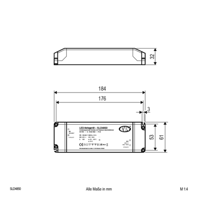 EVN Lichttechnik LED-Netzgerät 48V/DC dim. SLD4850