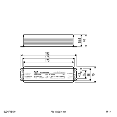 EVN Lichttechnik LED-Netzgerät 48V/DC dim. SLD6748100